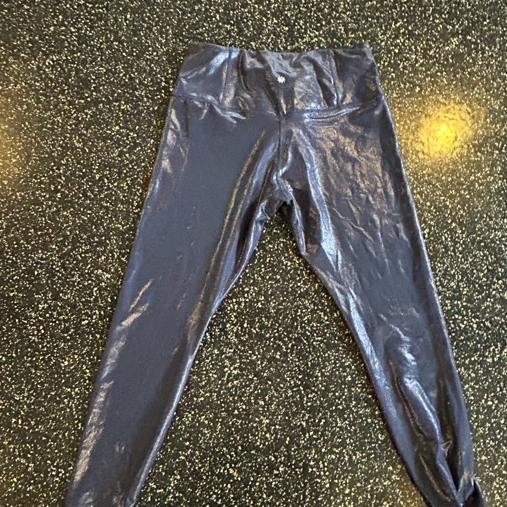 Athleta Shiny Navy Blue High-Waist Leggings